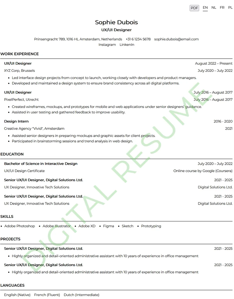 Exemple de curriculum vitae
